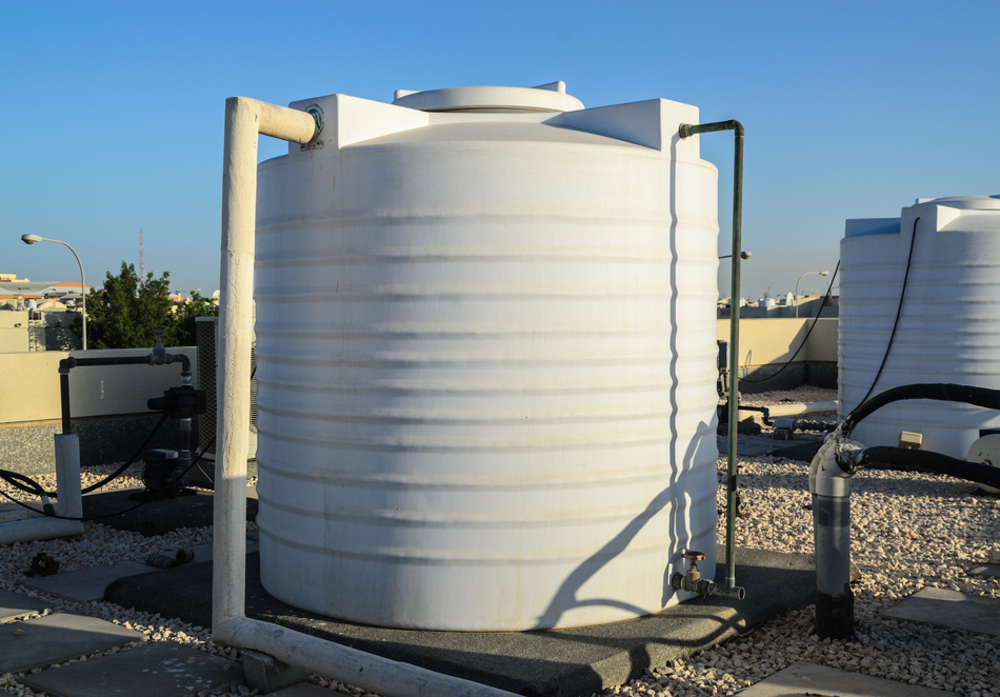 Fiberglass tank in workshop